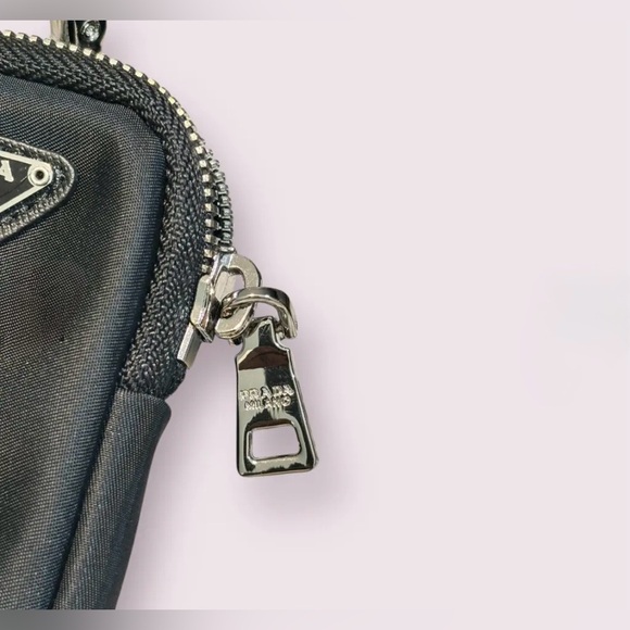 Prada Black Canvas Logo Saffiano Leather Trim Adjustable Strap w/ Nylon Pouch - Picture 7 of 10